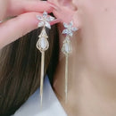 Brincos Luxuosos Flor com Strass Brilhantes