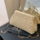 Bolsa de Palha com Corrente Dourada
