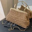 Bolsa de Palha com Corrente Dourada