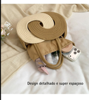 Bolsa de Ombro Casual em Palha Trançada