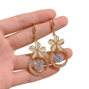 Brincos Luxuosos Flor com Strass Brilhantes