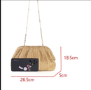 Clutch Transversal Feminina de Palha Trançada