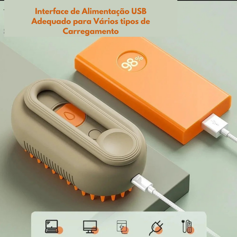 Escova Massageadora Elétrica à Vapor para Pets