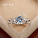 Anel Prateado com Zircônia Azul
