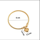 Pulseira Feminina em Aço Inoxidável Dourada com Pingente de Coração
