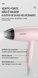 Secador de Cabelo Compacto Dobrável KM-6837 950W Portátil para Viagens