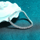 Pulseira Prateada com Pedra Moissanita Estilo Clássico