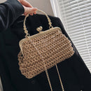 Bolsa de Palha com Corrente Dourada