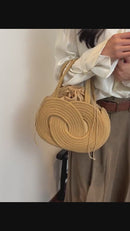 Bolsa de Ombro Casual em Palha Trançada